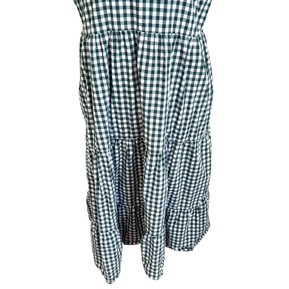 Tradlands Gingham Tiered Lagenlook Midi Dress Size S Green Minimalist Oversized - Picture 4 of 13